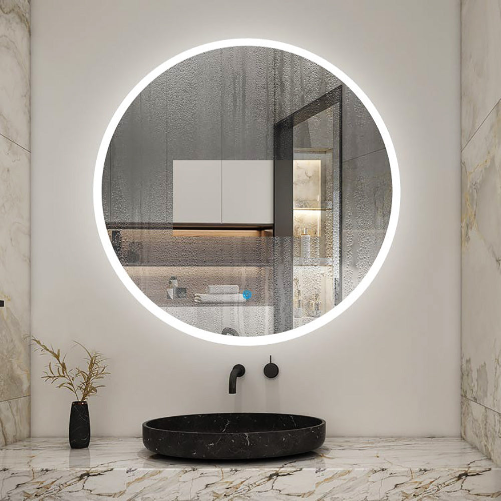 AICA Miroir LED Salle De Bain 80x60 Cm Anti-Buée - Dimmable Avec Mémoire + Extinction Auto 1h - 2 Boutons Tactiles
