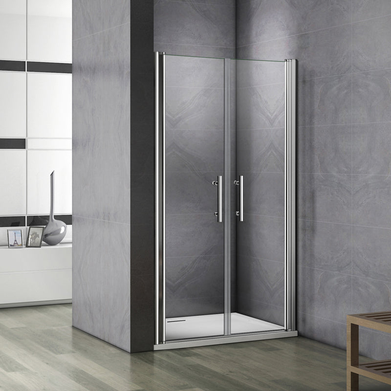 Aica porte de douche battante avec pivotante à 180° en verre sécurit clair  anticalcaire,installation en niche,hauteur 187cm, différentes dimensions