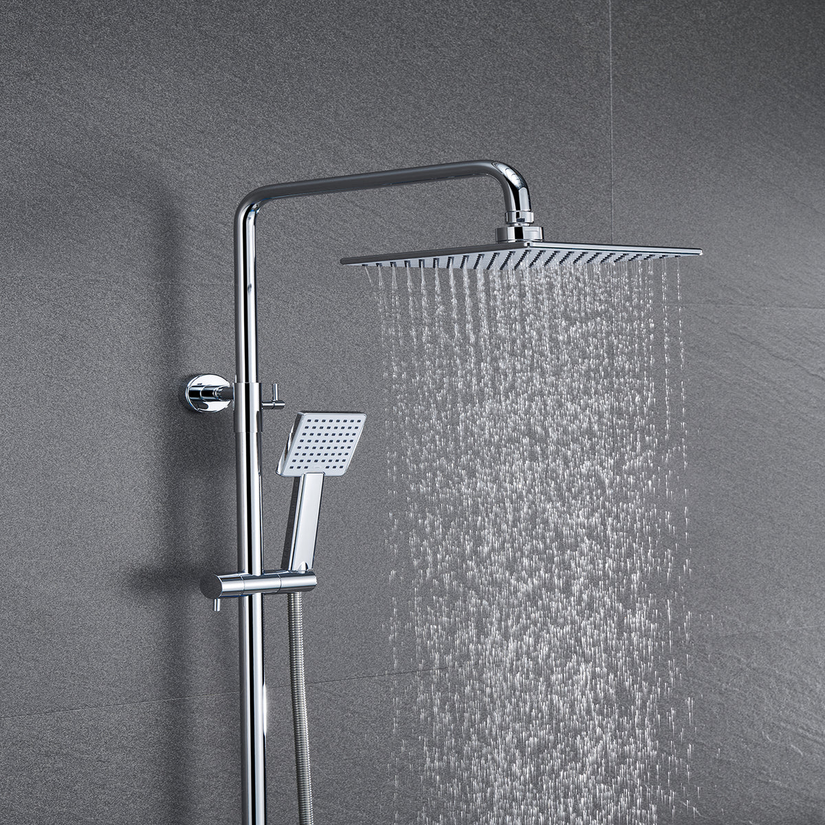 Colonne de douche ECD Germany Système de douche barre de douche tête ronde  salle de bain + buse anti-calcaire