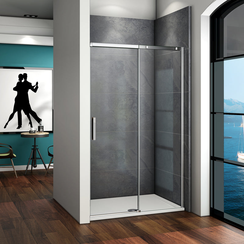 Aica porte de douche battante avec pivotante à 180° en verre sécurit clair  anticalcaire,installation en niche,hauteur 187cm, différentes dimensions