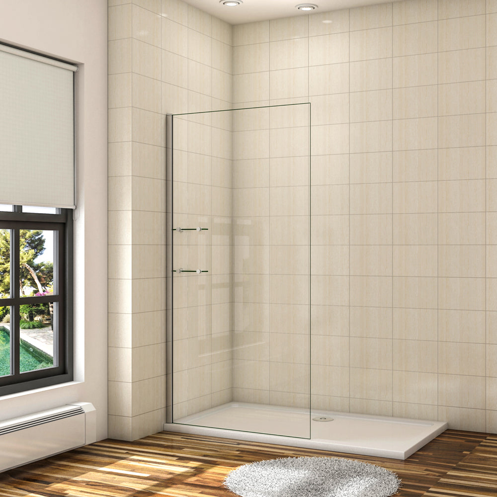 Aica paroide douche Hauteur 190cm paroi de douche à l'italienne avec 2 étagères en verre securit -Livraison gratuite