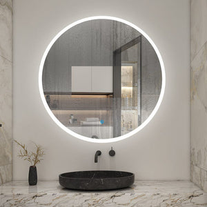 AICA Miroir LED Salle De Bain Ovale 60x80 Cm – Dimmable Tactile + Anti-Buée + Mémoire – Éclairage Chaud/Froid