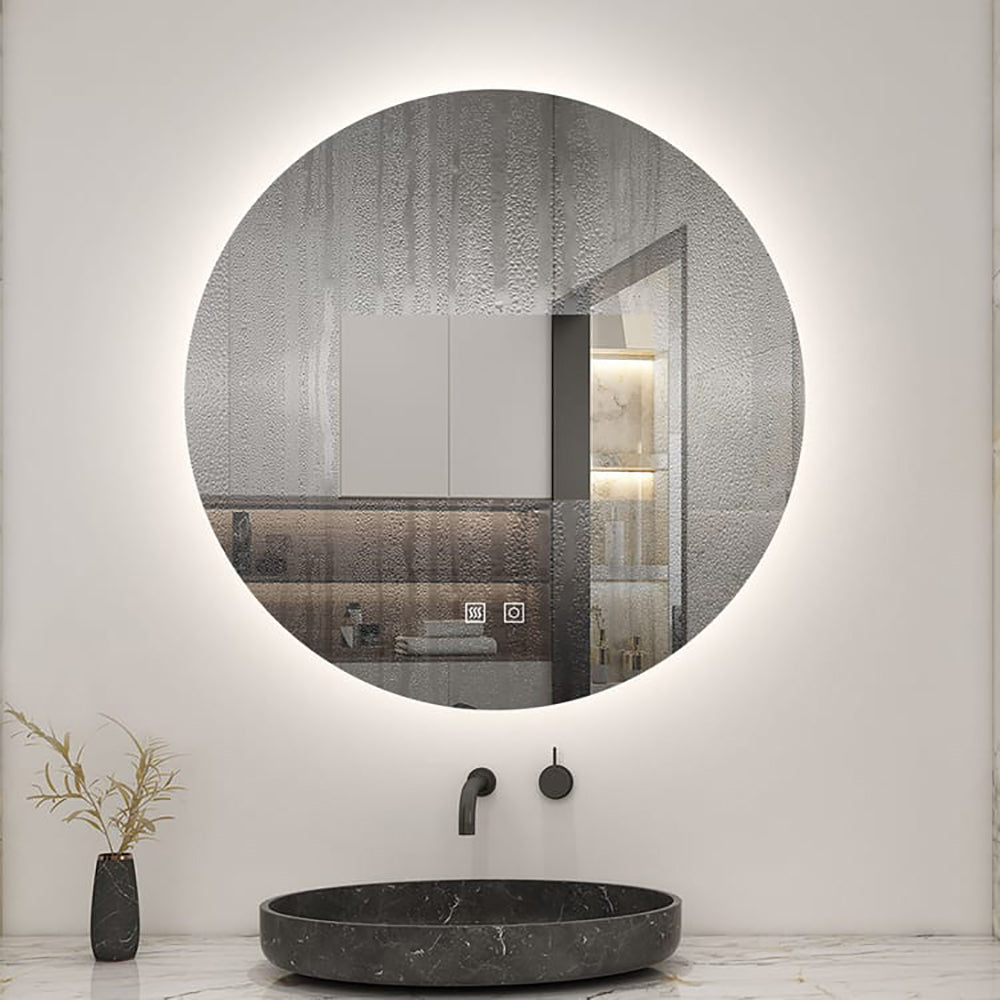 AICA LED Miroir lumineux rond 60-100cm 3 couleurs + anti-buée + dimmable + mémoire miroir salle de bain -Livraison gratuite