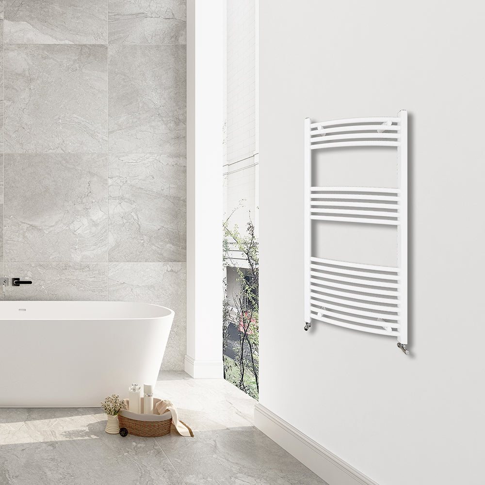 AICA Radiateur Sèche-Serviettes incurvé  Blanc H115 x L55 cm, Chauffage à Eau Chaude 471 Watts -Livraison gratuite