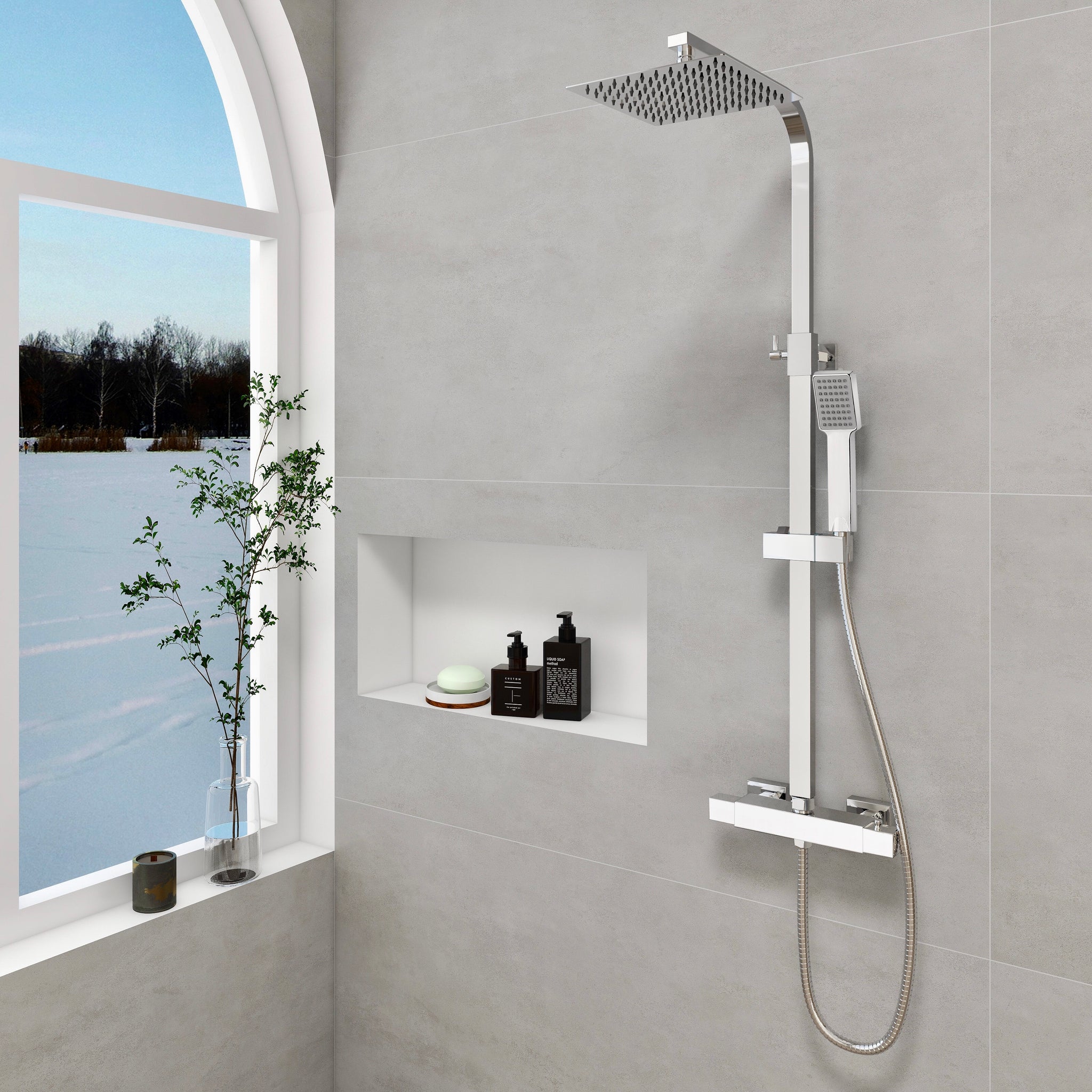 Colonne de Douche Thermostatique, Ensemble de Douche Hydromassage Acier Inox LCD Affichage Température d'Eau Nickel Brossé - Bricolage Colonne de Douche Thermostatique, Ensemble de Douche Hydromassage Acier Inox LCD Affichage Température d'Eau Nickel Brossé - Bricolage