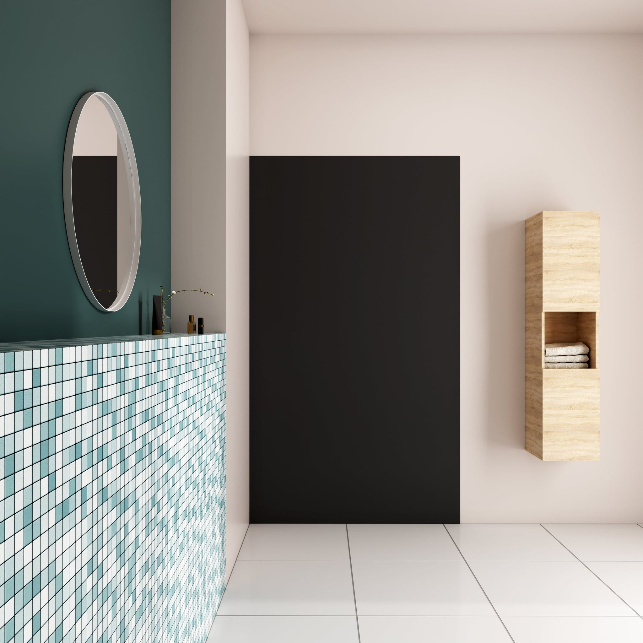 AICA Panneau mural de douche noir Panneaux muraux salle de bain habillage mural aluminium -Livraison gratuite