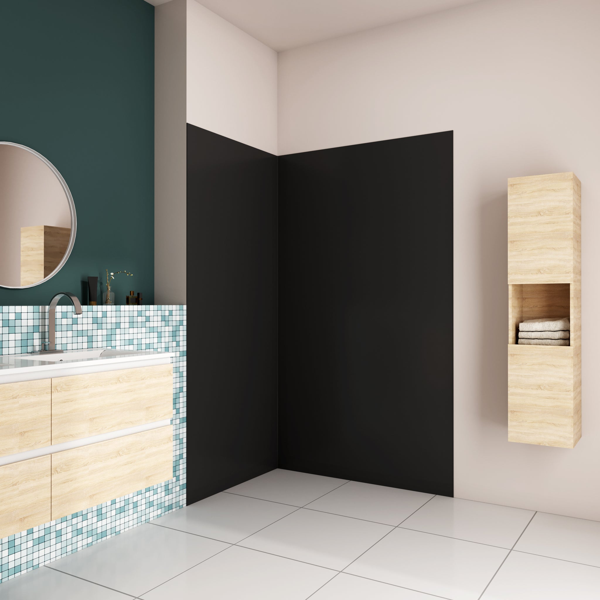 AICA Panneau mural de douche x2 avec les profiles de finition Panneaux muraux salle de bain habillage mural aluminium -Livraison gratuite