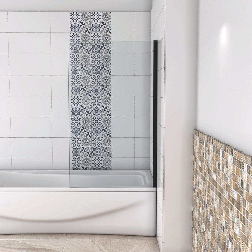 AICA pare-baignoire noir 40 ou 70x130cm paroi fixée -Livraison gratuite