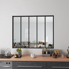 Verrière Atelier en aluminium noir mat 153x108cm 5 carreaux Verrière fixe kit de verrière et vitrage