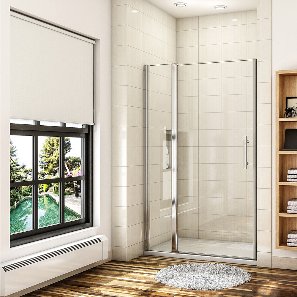 Aica porte de douche pivotante 100-130 x 187/197cm porte de douche avec 1 élément fixe en 6mm verre anticalcaire -Livraison gratuite