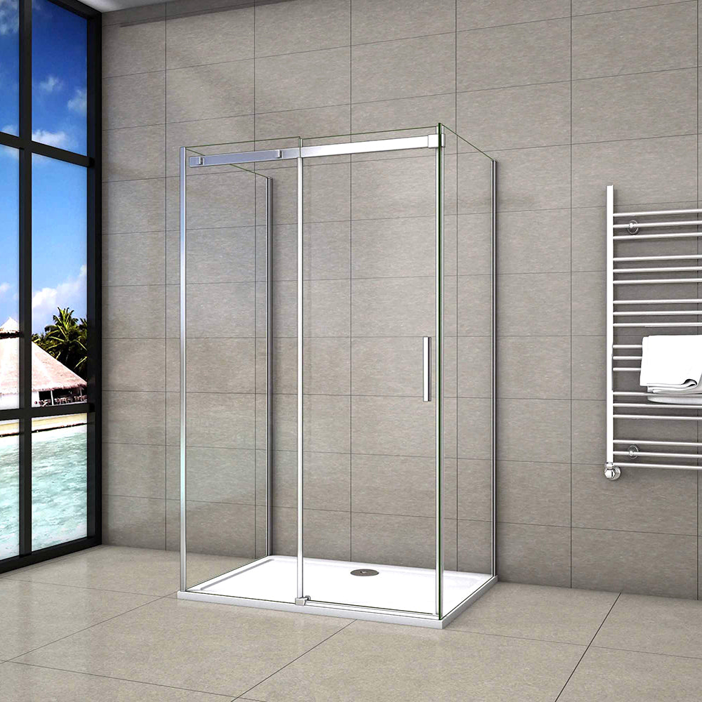 Cabine de douche forme en U porte de douche coulissante et 2 parois en 8mm verre anticalcaire, différentes dimensions disponibles -Livraison gratuite