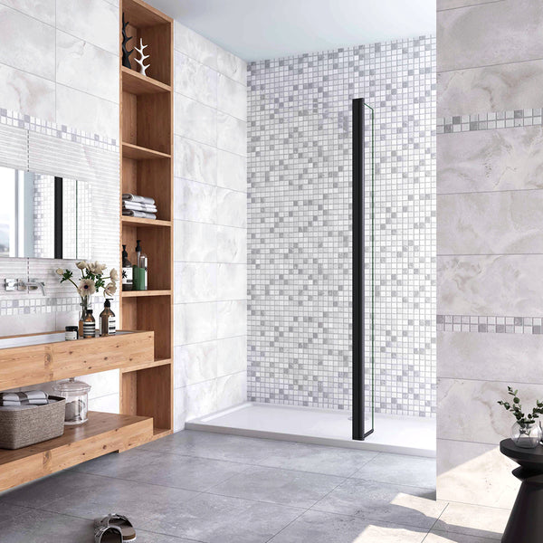 Aica paroi de douche volet pivotant seul pour paroi de douche à l’italienne en 8mm verre anticalcaire, 30/40cm largeur disponible
