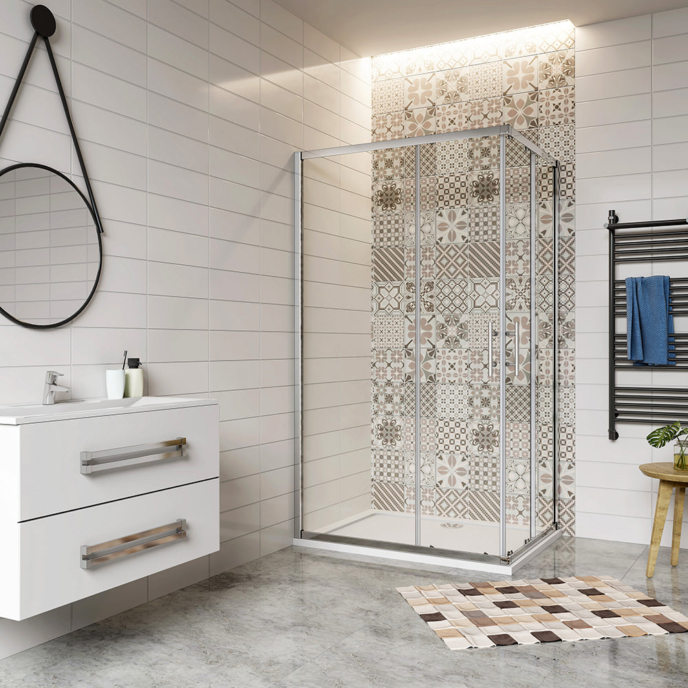 AICA cabine de douche coulissante 185 ou 195cm avec un receveur de douche -Livraison gratuite