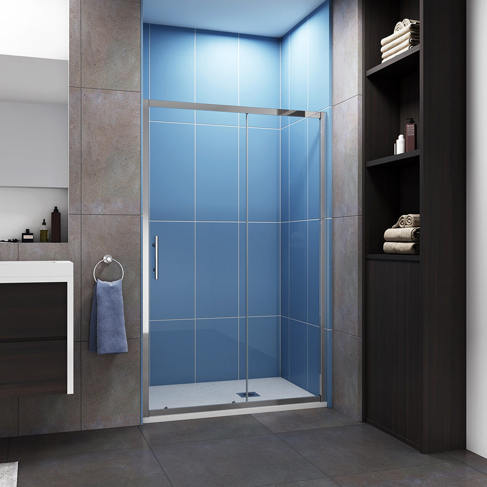 Porte de douche coulissante 100-160 cm en 5mm verre trempé porte de douche Hauteur 190cm Installation en niche -Livraison gratuite