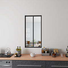 Verrière Atelier en aluminium noir mat 63x108cm 2 carreaux Verrière fixe kit de verrière et vitrage
