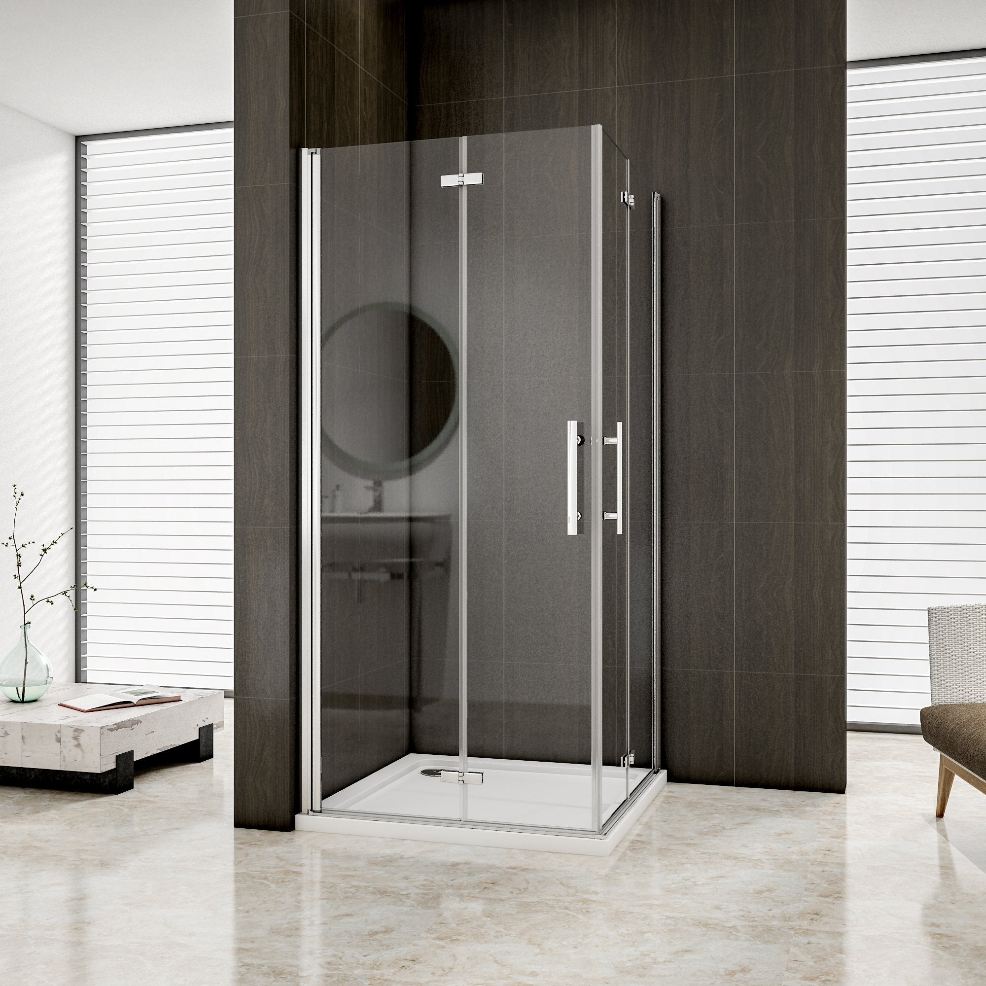 Aica cabine de douche pivotant pliant, verre sécurit clair anticalcaire, réversible, hauteur 195cm , différentes dimensions disponibles -Livraison gratuite