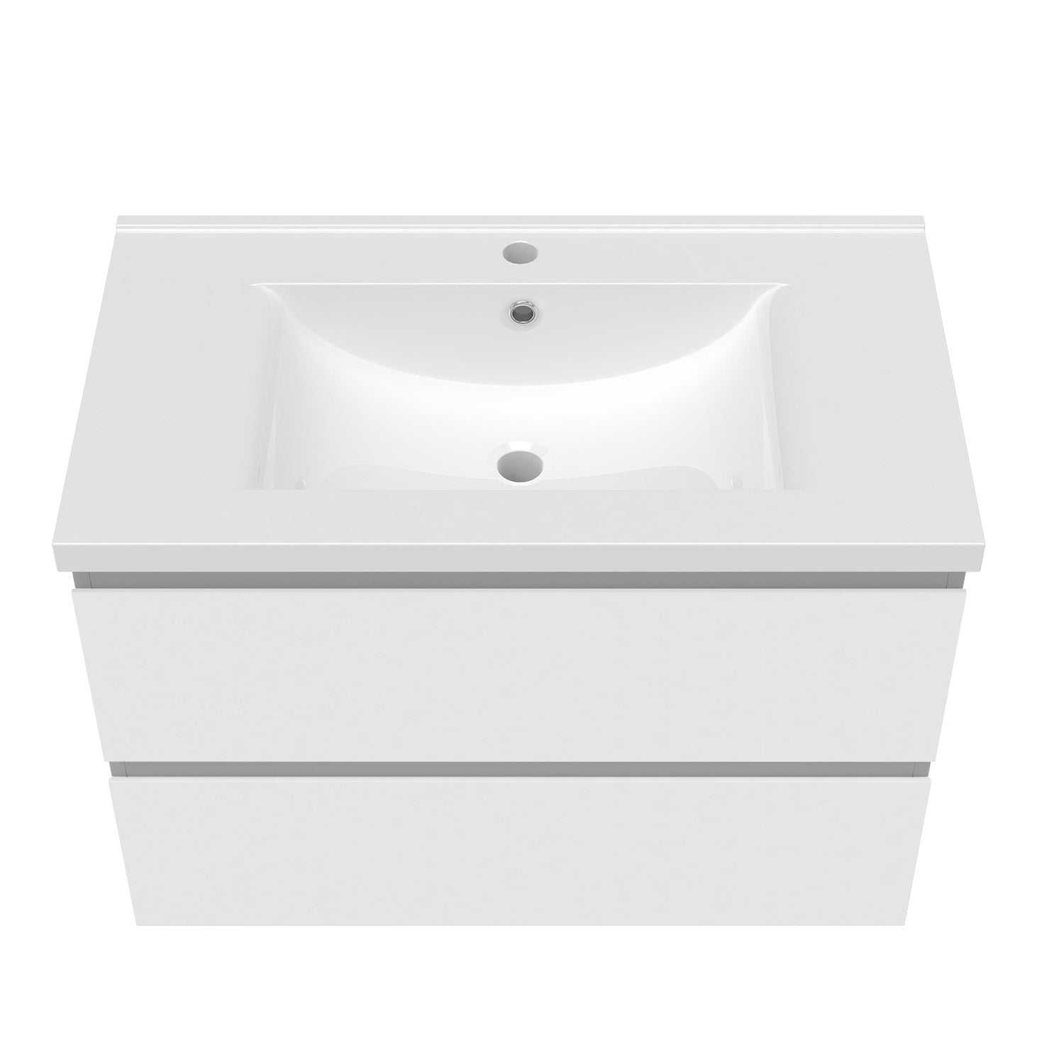 Meuble de salle de bain, Meuble de rangement avec lavabo, Meuble sous vasque suspendu, Blanc/Anthracite/Bois clair 79cm -Livraison gratuite