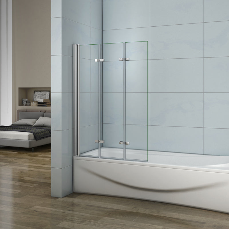 aica-pare-baignoire-Aica pare-baignoire en verre anticalcaire, l'hauteur de 1400, 3 volets, écran de douche en verre anticalcaire et sécurité -Livraison gratuite