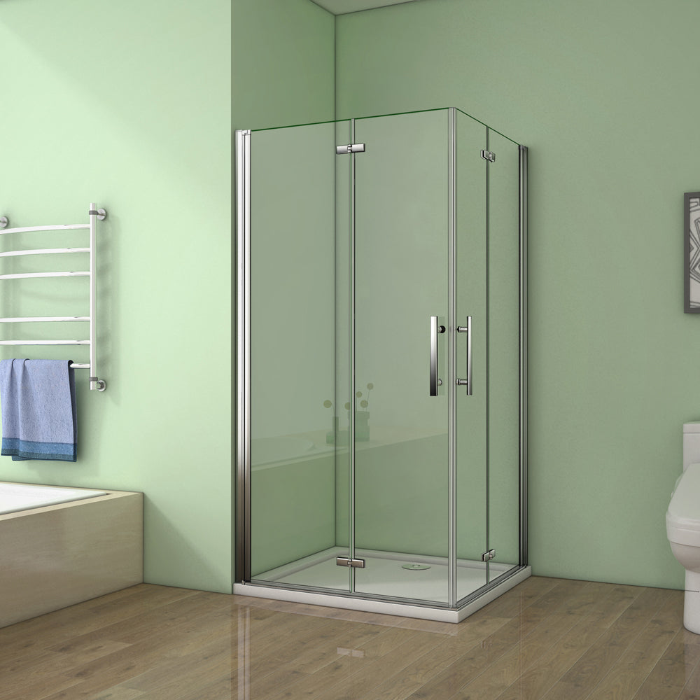 Aica cabine de douche , porte de douche pivotante-pliante, verre anticalcaire, 185cm hauteur, différentes dimensions disponibles -Livraison gratuite