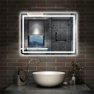 Miroir mural de salle de bain, illumination LED, éclairage intégré Blanc Froid/Anti-buée