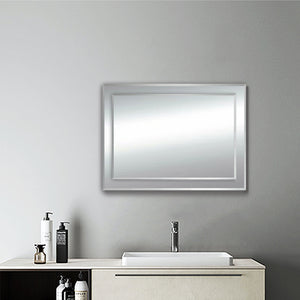 Miroir biseauté pour salle de bain, miroir cosmétique mural rectangulaire double épaisseur 50cm 65cm