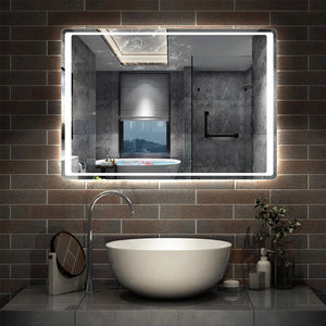 Miroir pour salle de bain, illumination LED, éclairage intégré, avec fonction anti-buée/interrupteur infrarouge 80cm 90cm 100cm