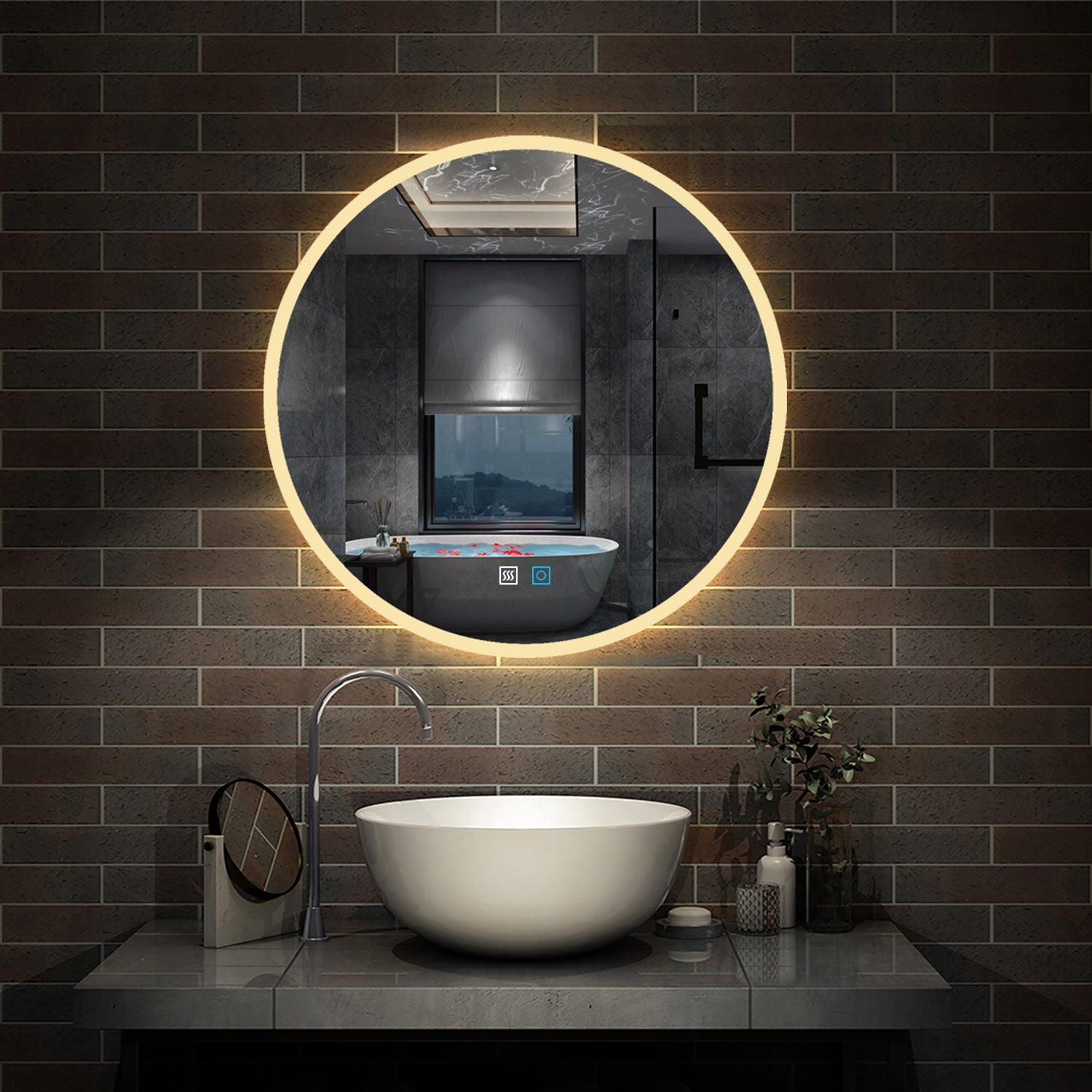 Miroir De Salle De Bain LED Lisbon - Moderne, à Fixation Murale - Éclairage LED - Neuf