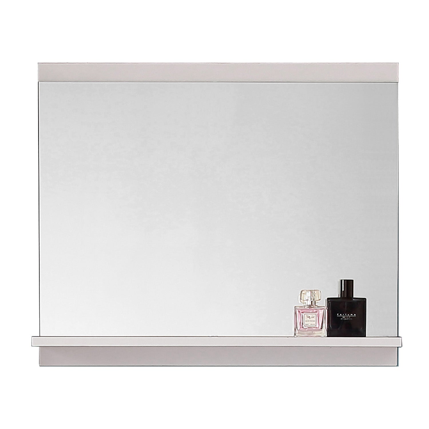 Aica Miroir De Salle De Bain Avec Tablette Miroir De Courtoisie 60(l)x12(p)x50cm(h) Blanc/Chêne -Livraison gratuite