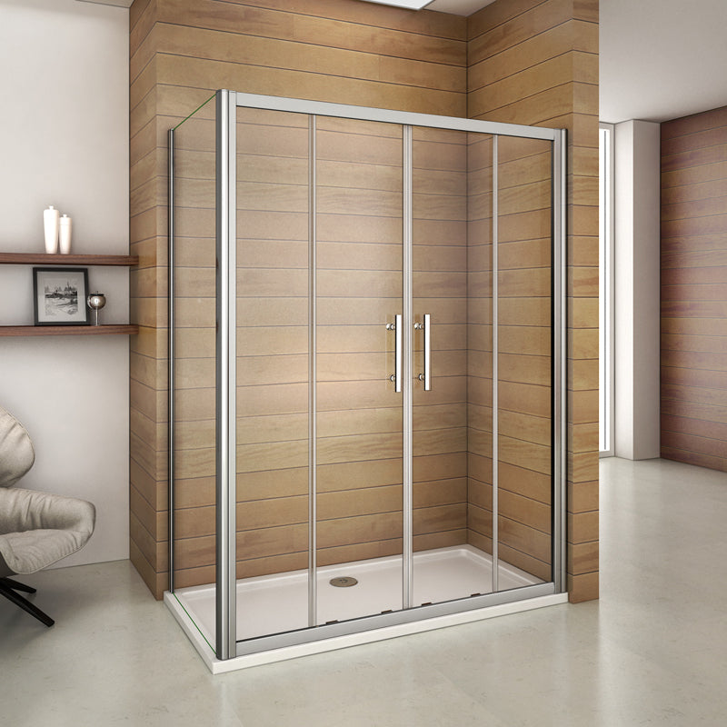 aica-cabine-de-douche-coulissante-Aica porte de douche coulissante avec paroi de douche fixe,verre sécurité transparent,hauteur 185cm -Livraison gratuite