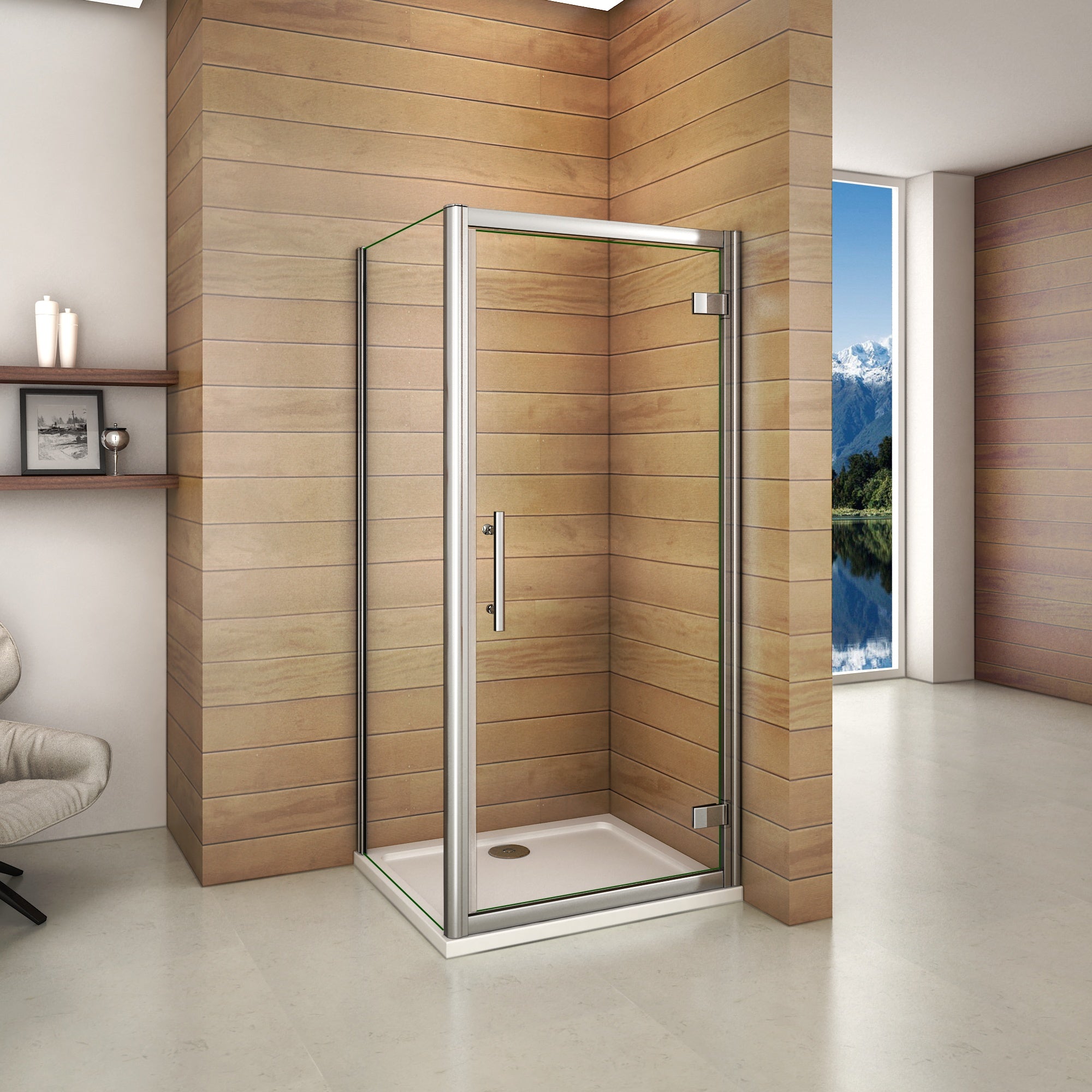 aica-cabine-de-douche-à-charnière-Aica cabine de douche 185cm porte de pivotante avec une paroi de douche -Livraison gratuite