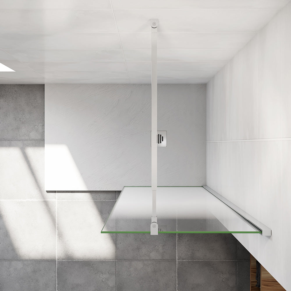 AICA paroi de douche à l'italienne 50-140x200cm Modèle Brume, avec barre de stabilisation 73-120cm en carré Paroi latérale fixe en 8mm verre de sécurité -Livraison gratuite