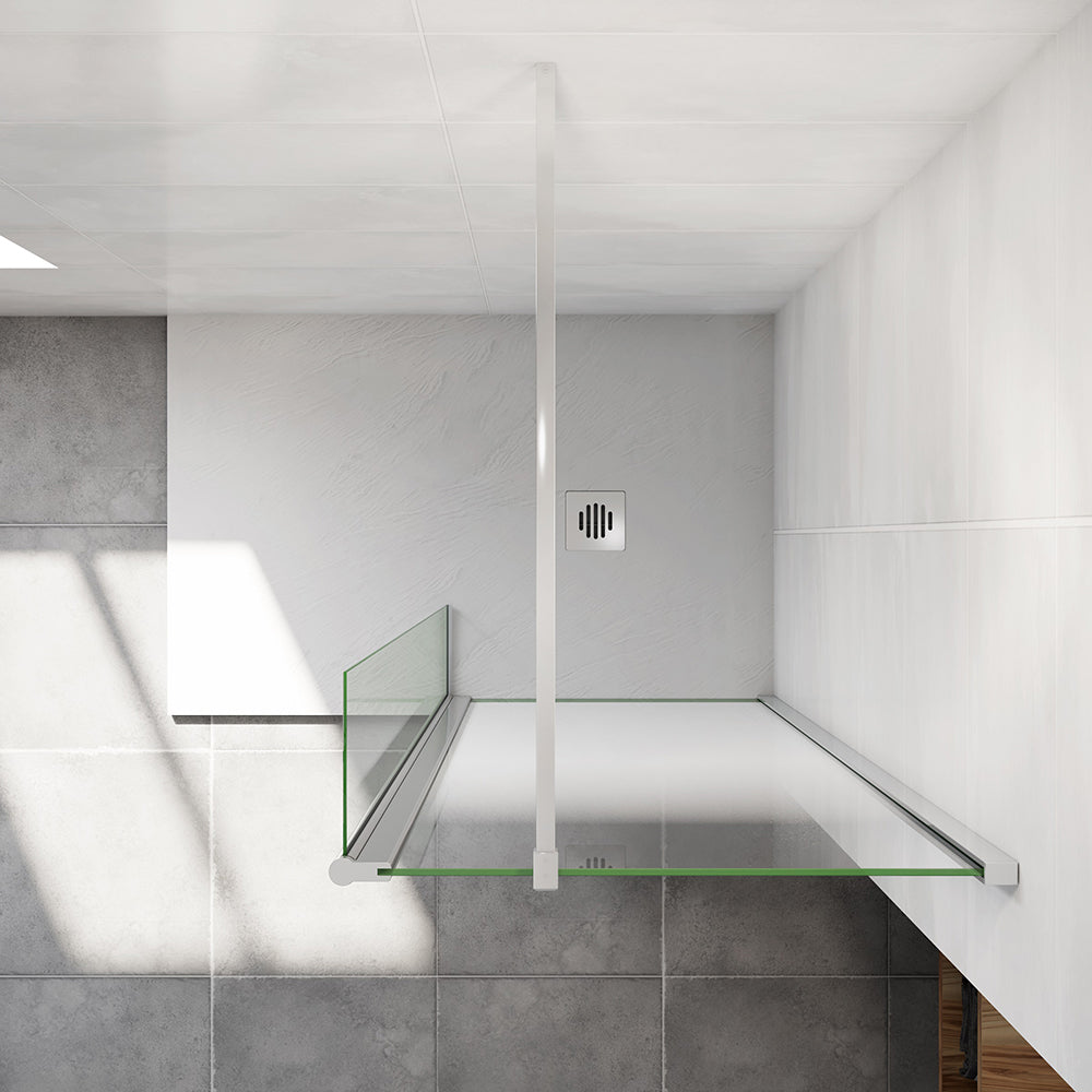 AICA paroi de douche à l'italienne 30-140x200cm Modèle Brume avec retour pivotant, paroi de douche en 8mm verre trempé avec barre de fixation 90cm en carré -Livraison gratuite