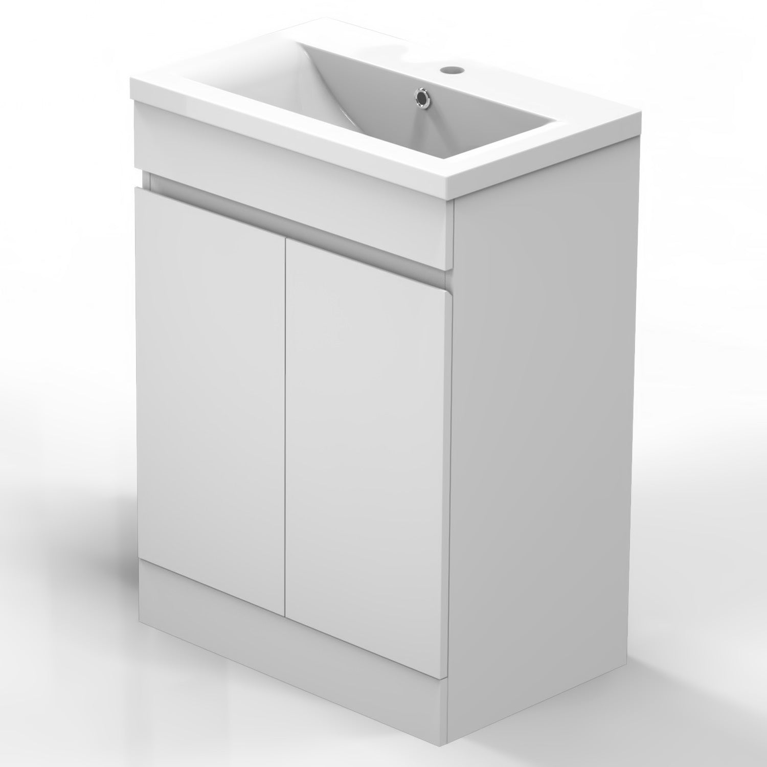 Meuble de salle de bain, Meuble sous vasque sur pieds 2 portes et vasque céramique, Blanc/Anthracite 50cm -Livraison gratuite