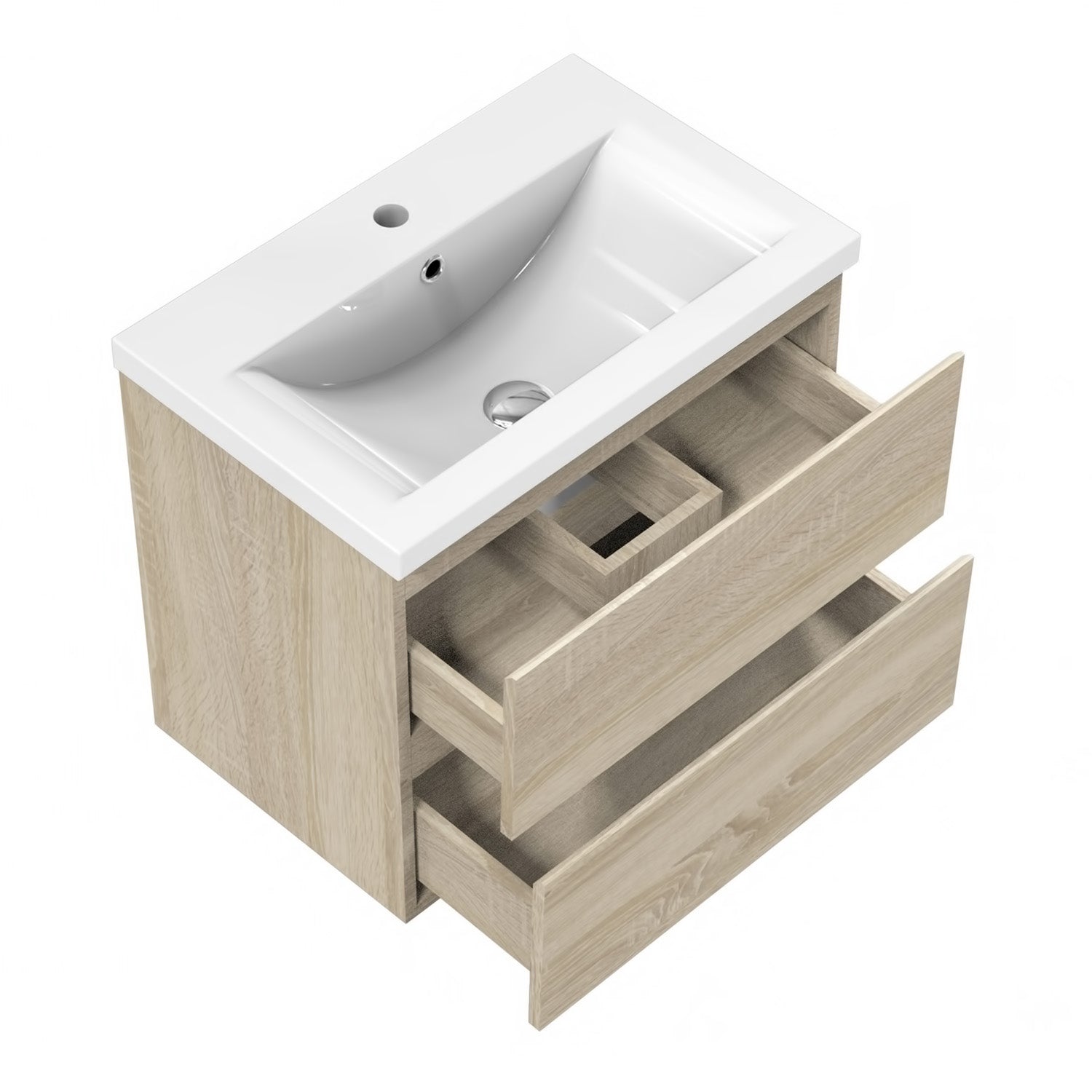 Meuble  de salle de bain, Meuble sous vasque suspendu Blanc / Anthracite / Bois clair 50cm -Livraison gratuite