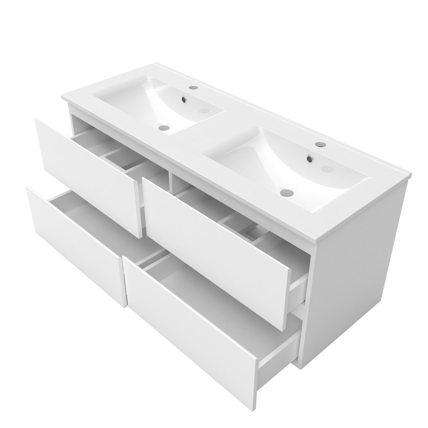 Meuble de salle de bain, Meuble de rangement avec lavabo, Meuble sous vasque suspendu, Blanc/Anthracite/Bois clair 120cm -Livraison gratuite