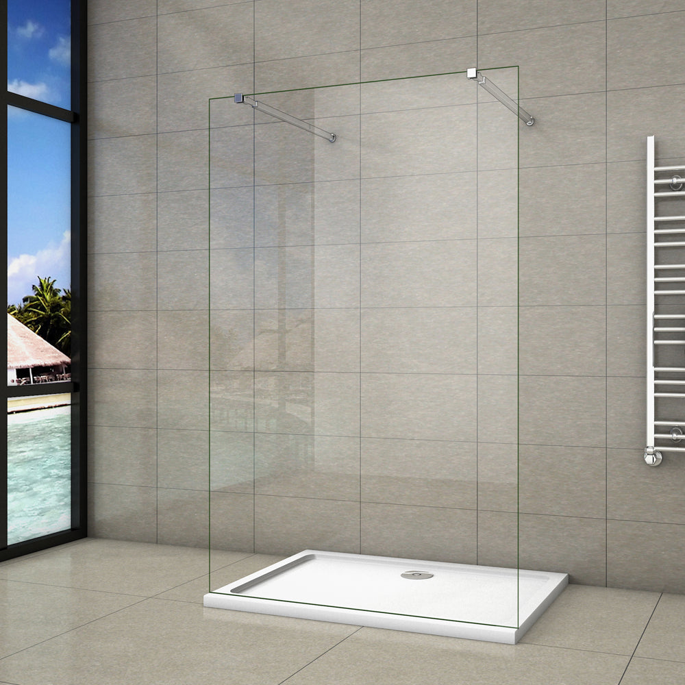 AICA paroi de douche l’ouverture des deux côtés douche à l'italienne avec 2 barres extensibles -Livraison gratuite