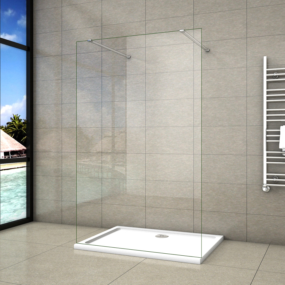 AICA paroi de douche l’ouverture des deux côtés douche à l'italienne avec 2 barres de fixation en 90cm -Livraison gratuite