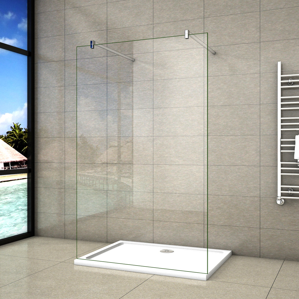 AICA paroi de douche l’ouverture des deux côtés douche à l'italienne avec 2 barres de fixation standards 140cm -Livraison gratuite