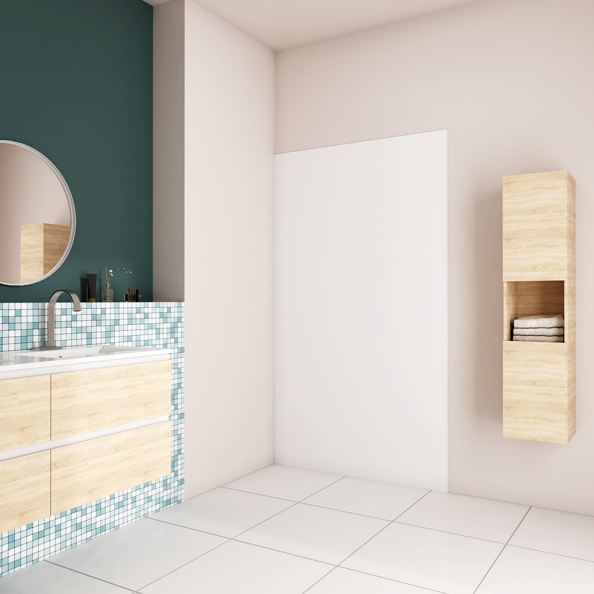 AICA Panneau mural de douche blanc Panneaux muraux salle de bain habillage mural aluminium -Livraison gratuite