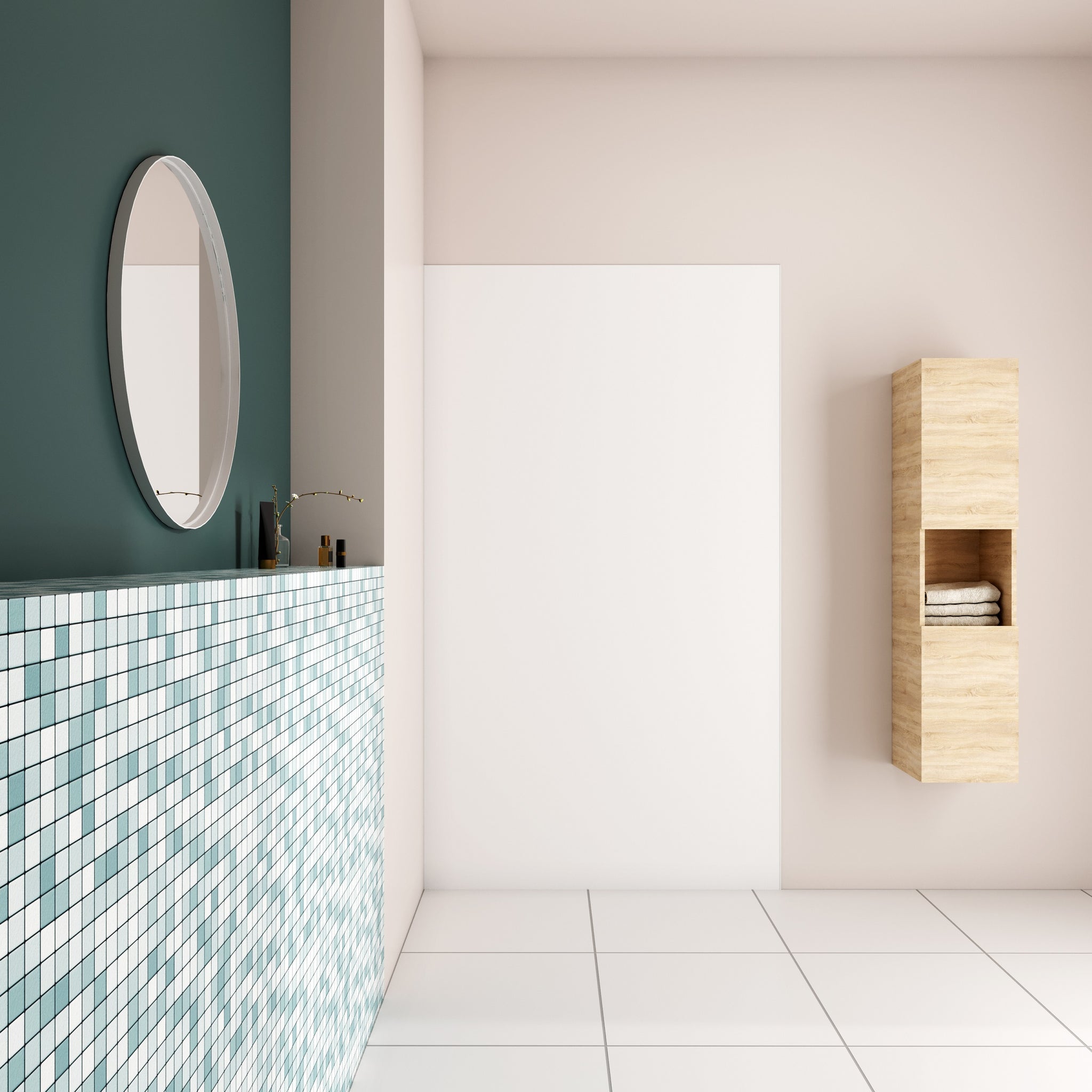 AICA Panneau mural de douche blanc Panneaux muraux salle de bain habillage mural aluminium -Livraison gratuite