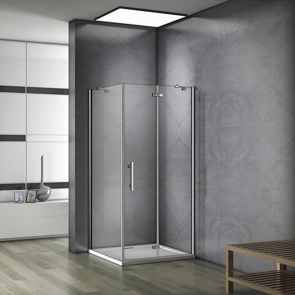 Aica cabine de douche 185cm porte de douche avec paroi de douche, cabine de douche à charnière en verre anticalcaire -Livraison gratuite