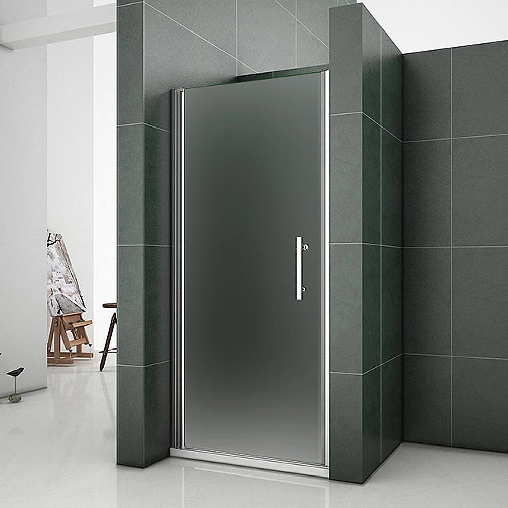 Aica porte de douche pivotante en verre anticalcaire et sablé, installation en niche, 185cm hauteur, différentes dimensions disponibles -Livraison gratuite